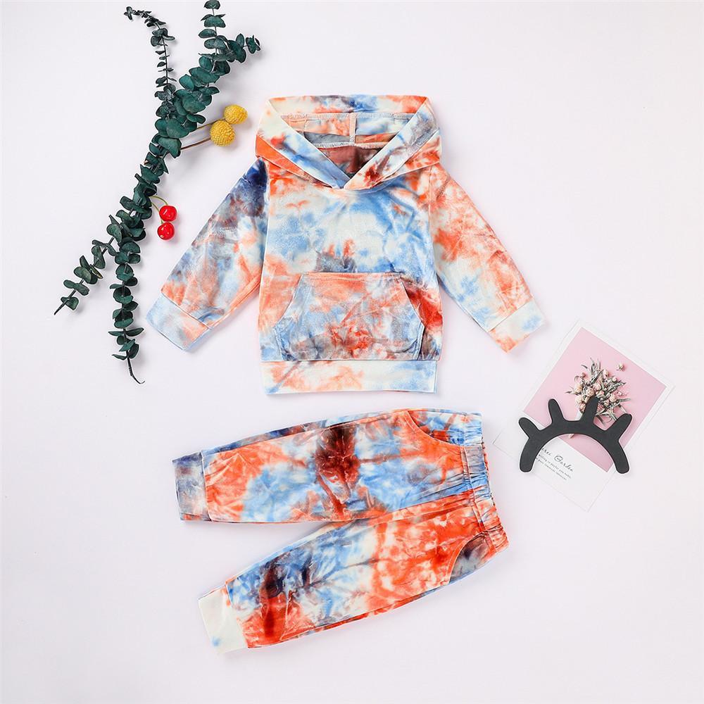 Unisex Tie Dye Long Sleeve Hooded Tops & Pants - PrettyKid