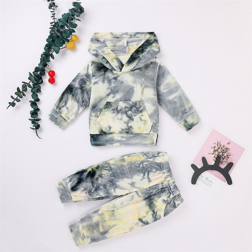 Unisex Tie Dye Long Sleeve Hooded Tops & Pants - PrettyKid