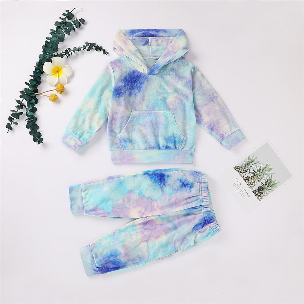 Unisex Tie Dye Long Sleeve Hooded Tops & Pants - PrettyKid