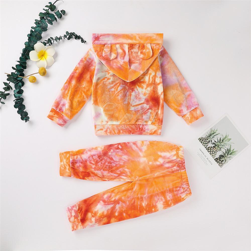 Unisex Tie Dye Long Sleeve Hooded Tops & Pants - PrettyKid