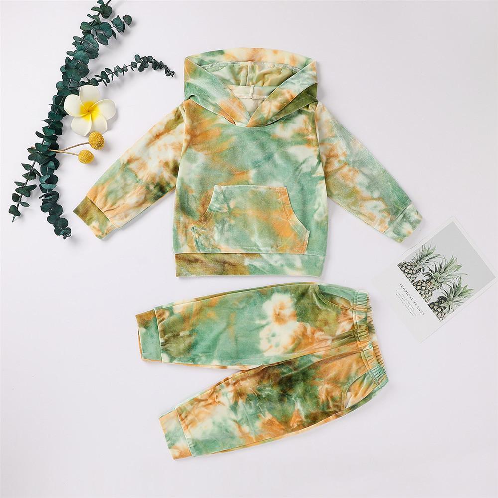 Unisex Tie Dye Long Sleeve Hooded Tops & Pants - PrettyKid