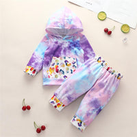 Baby Girls Tie Dye Long Sleeve Hooded Tops & Trousers - PrettyKid