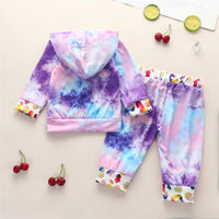 Baby Girls Tie Dye Long Sleeve Hooded Tops & Trousers - PrettyKid