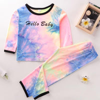 Girls Tie Dye Long Sleeve Letter Top & Pants - PrettyKid