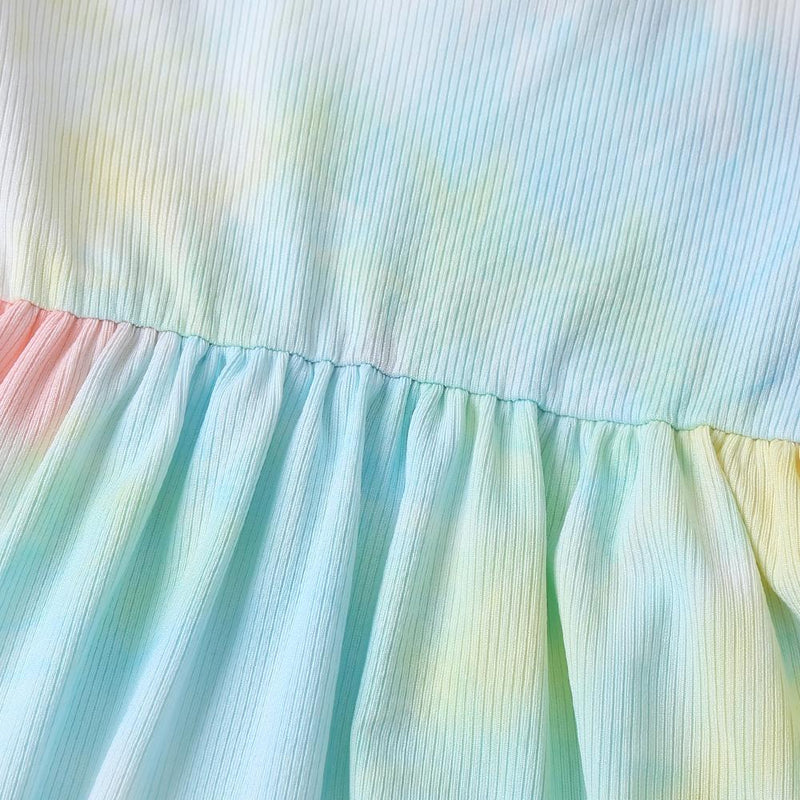 Baby Girls Tie Dye Long Sleeve Rufffle Dress - PrettyKid
