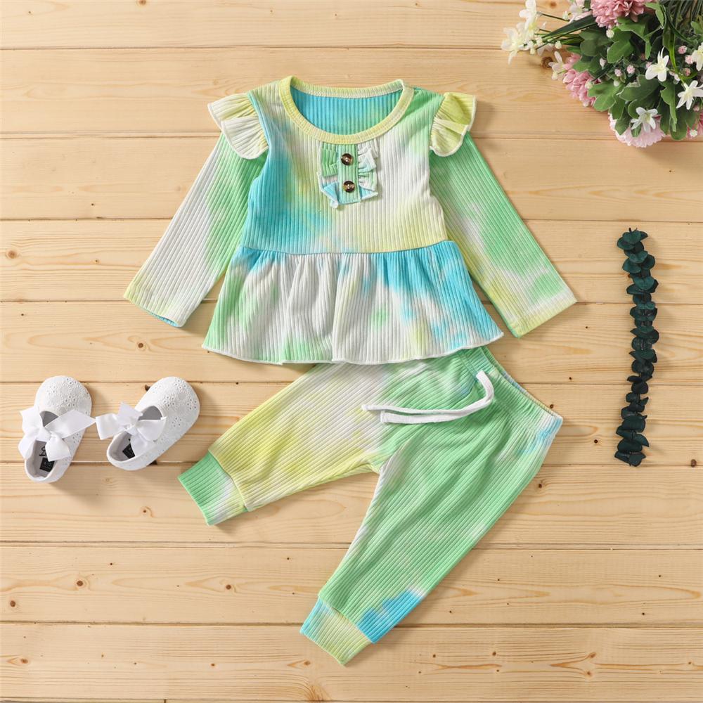 Girls Tie Dye Long Sleeve Stylish Top & Pants Wholesale Girls Boutique Clothing - PrettyKid