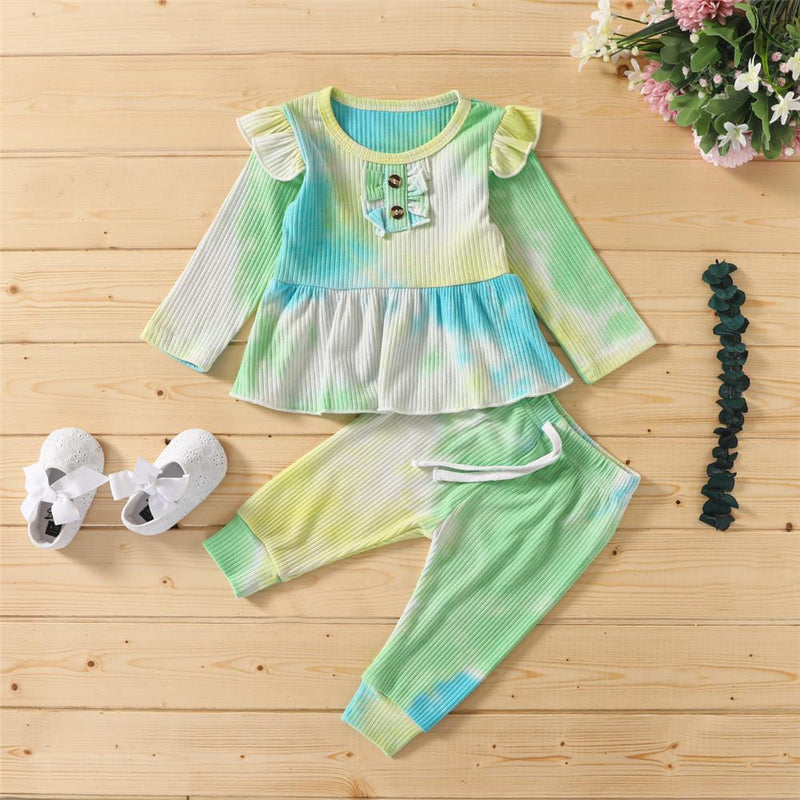 Girls Tie Dye Long Sleeve Stylish Top & Pants Wholesale Girls Boutique Clothing - PrettyKid