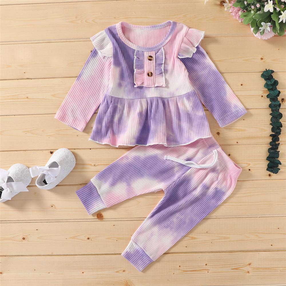 Girls Tie Dye Long Sleeve Stylish Top & Pants Wholesale Girls Boutique Clothing - PrettyKid