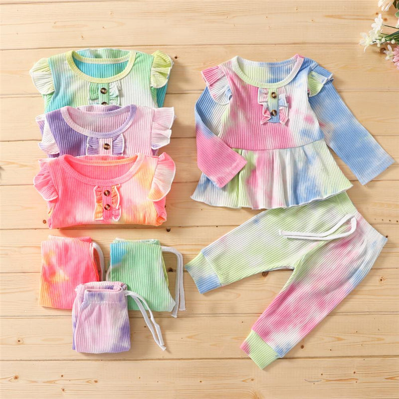 Girls Tie Dye Long Sleeve Stylish Top & Pants Wholesale Girls Boutique Clothing - PrettyKid