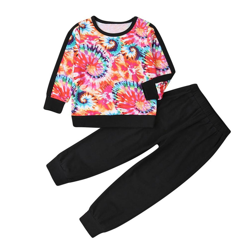 Girls Tie Dye Long Sleeve T-shirt & Pants Wholesale Clothing For Girls - PrettyKid