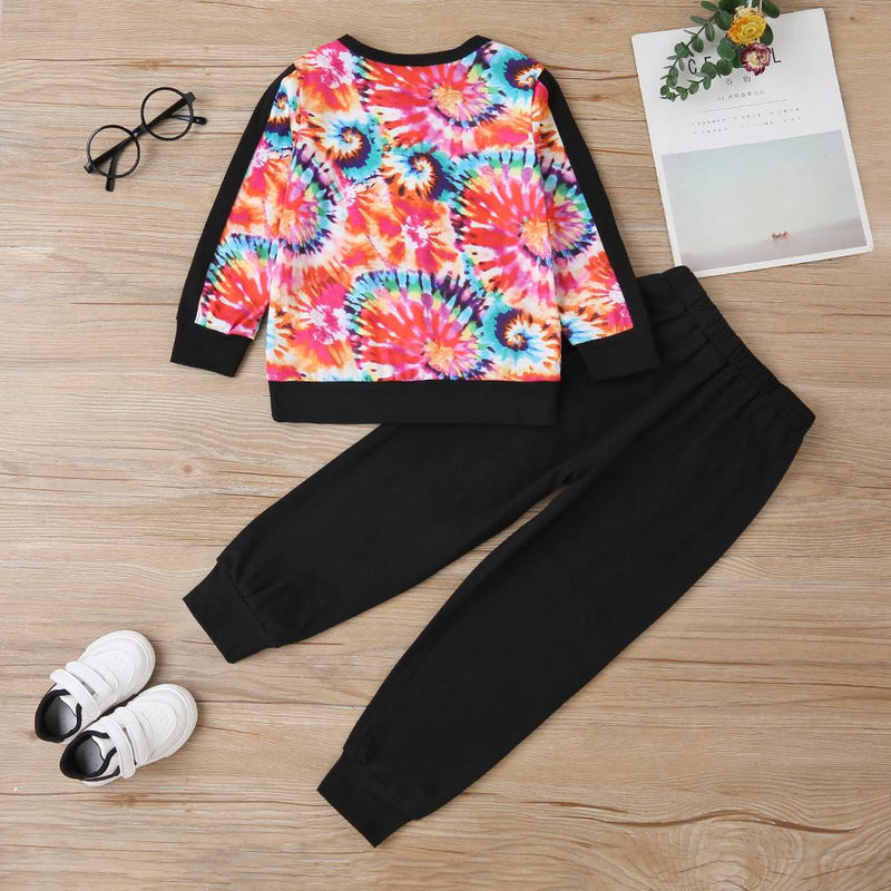 Girls Tie Dye Long Sleeve T-shirt & Pants Wholesale Clothing For Girls - PrettyKid