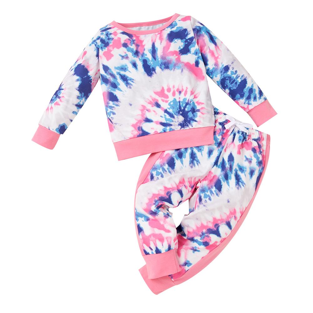 Toddler Girls Tie Dye Long Sleeve Top & Pants Wholesale Childrens Clothing - PrettyKid