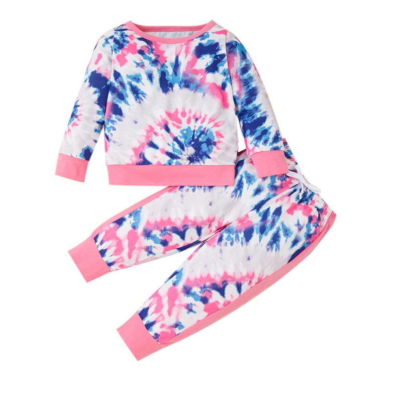 Toddler Girls Tie Dye Long Sleeve Top & Pants Wholesale Childrens Clothing - PrettyKid