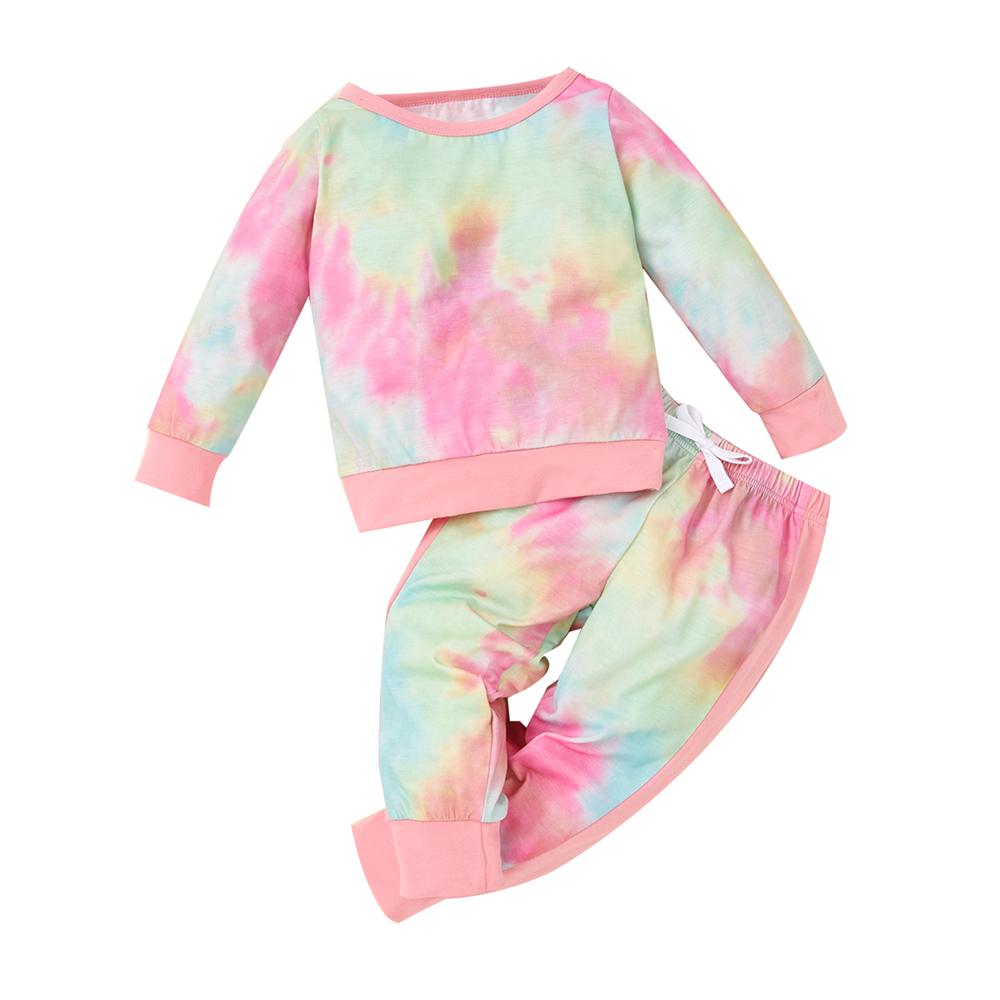 Toddler Girls Tie Dye Long Sleeve Top & Pants Wholesale Childrens Clothing - PrettyKid