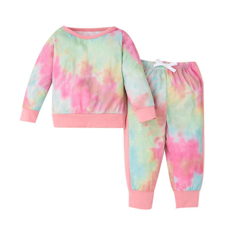 Toddler Girls Tie Dye Long Sleeve Top & Pants Wholesale Childrens Clothing - PrettyKid