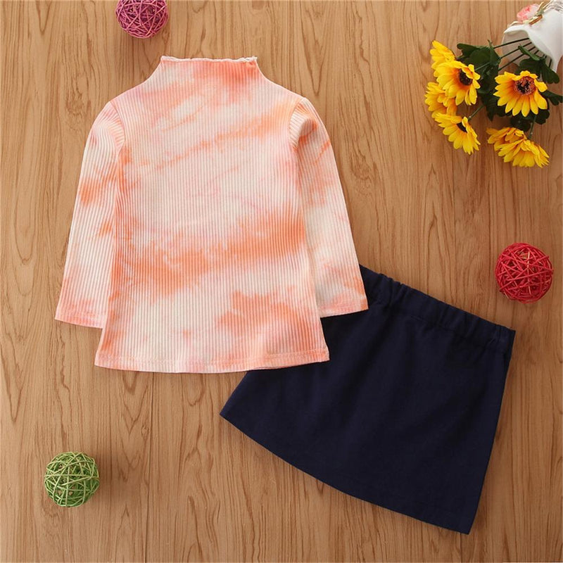 Toddler Girls Tie Dye Long Sleeve Top & Skirt Toddler Girls Wholesale - PrettyKid