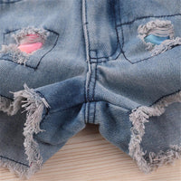 Girls Tie Dye Off Shoulder Top & Patch Denim Shorts Girls Clothing Wholesale - PrettyKid