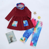 Girls Tie Dye Pocket Long Sleeve Top & Pants & Scarf Girls Clothing Wholesalers - PrettyKid