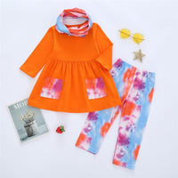 Girls Tie Dye Pocket Long Sleeve Top & Pants & Scarf Girls Clothing Wholesalers - PrettyKid