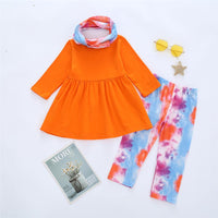 Girls Tie Dye Pocket Long Sleeve Top & Pants & Scarf Girls Clothing Wholesalers - PrettyKid