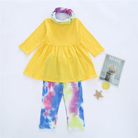 Girls Tie Dye Pocket Long Sleeve Top & Pants & Scarf Girls Clothing Wholesalers - PrettyKid