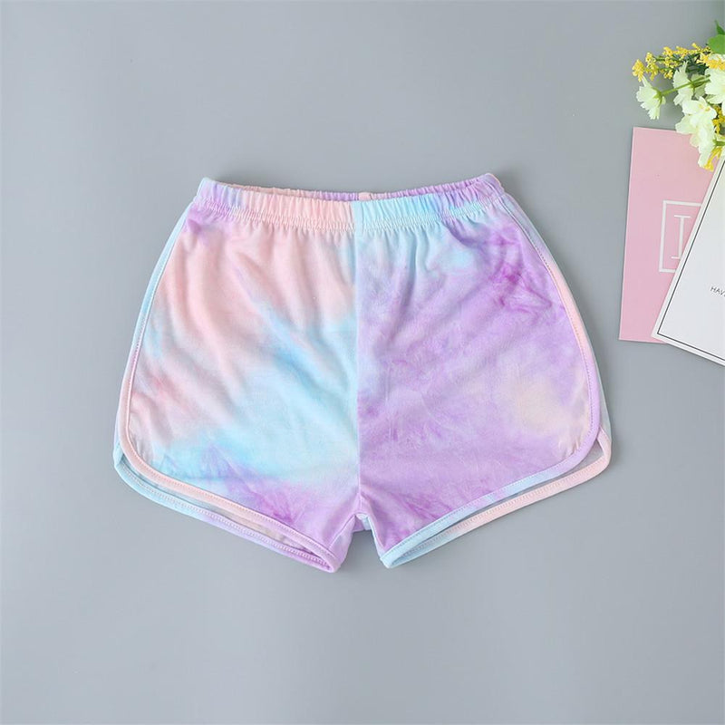 Girls Tie Dye Sleeveless Letter Print Tank Top & Shorts - PrettyKid