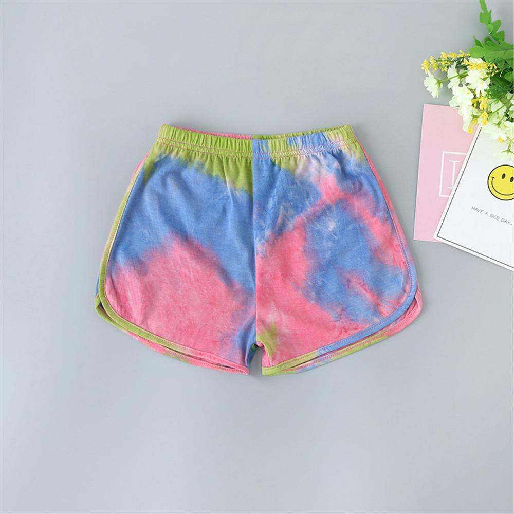 Girls Tie Dye Sleeveless Letter Print Tank Top & Shorts - PrettyKid