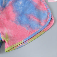 Girls Tie Dye Sleeveless Letter Print Tank Top & Shorts - PrettyKid