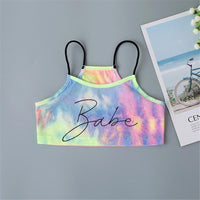 Girls Tie Dye Sleeveless Letter Print Tank Top & Shorts - PrettyKid