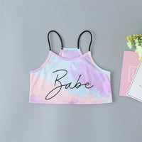 Girls Tie Dye Sleeveless Letter Print Tank Top & Shorts - PrettyKid