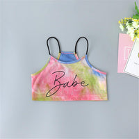 Girls Tie Dye Sleeveless Letter Print Tank Top & Shorts - PrettyKid