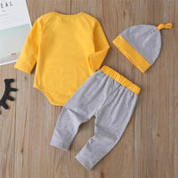 Baby Tiger Printed Long Sleeve Romper & Pants & Hat - PrettyKid