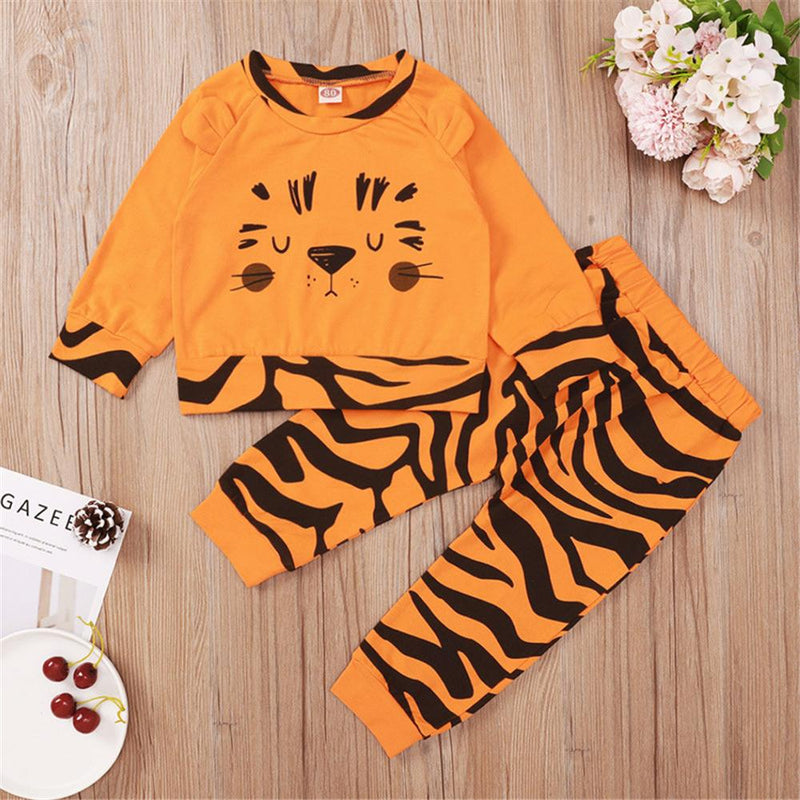 Baby Girl Tiger Printed Long Sleeve Top & Pants Cheap Bulk Baby Clothes - PrettyKid