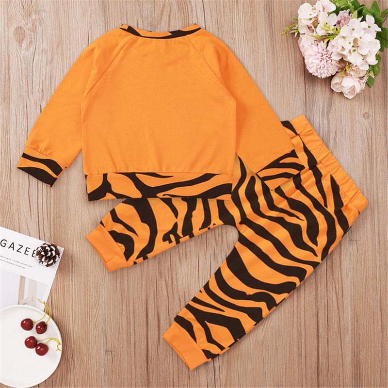 Baby Girl Tiger Printed Long Sleeve Top & Pants Cheap Bulk Baby Clothes - PrettyKid