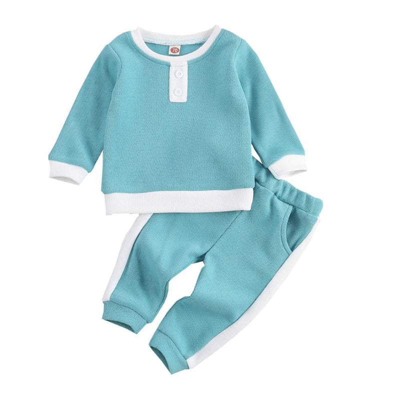 Toddler Boys Buttons Long Sleeve Top & Pants Baby Boy Clothes Wholesale - PrettyKid
