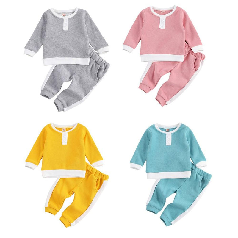 Toddler Boys Buttons Long Sleeve Top & Pants Baby Boy Clothes Wholesale - PrettyKid