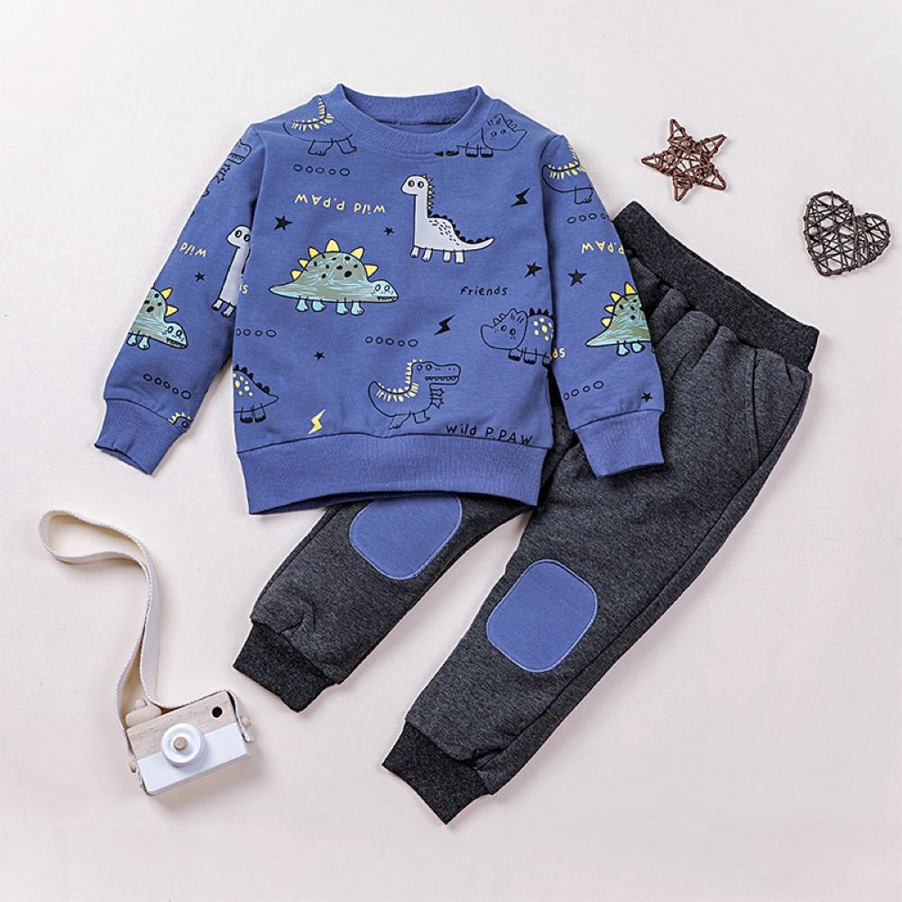 Toddler Boys Cartoon Animals Printed Top & Pants Boy Clothing Wholesale - PrettyKid