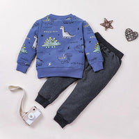 Toddler Boys Cartoon Animals Printed Top & Pants Boy Clothing Wholesale - PrettyKid