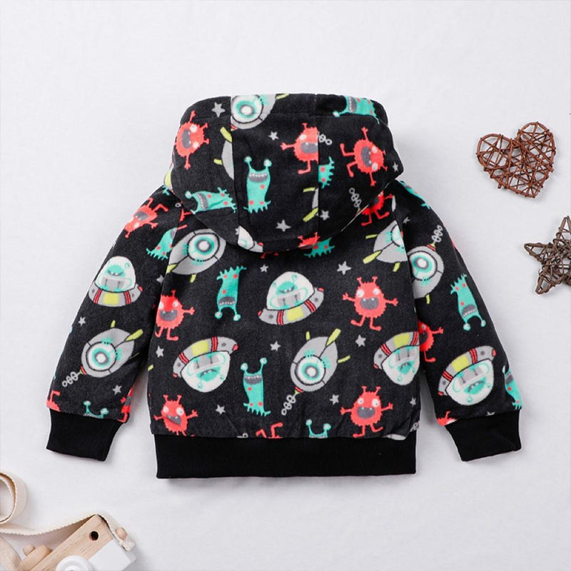 Toddler Boys Cartoon Printed Hooded Long Sleeve Outwear Boy Clothing Wholesale - PrettyKid