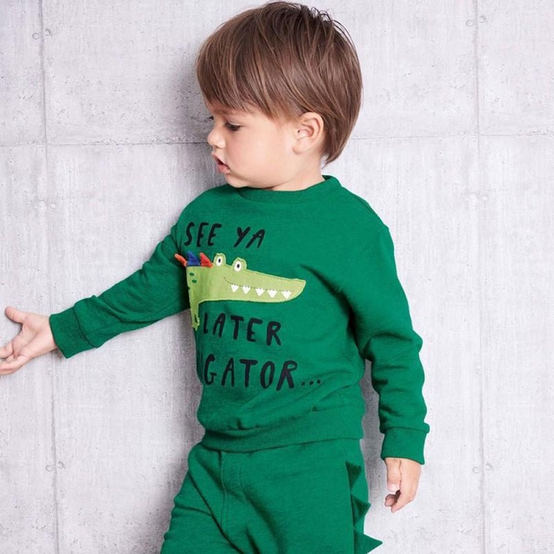 Toddler Boys Crocodile Cartoon Printed Top & Pant Boys Wholesale Clothing - PrettyKid