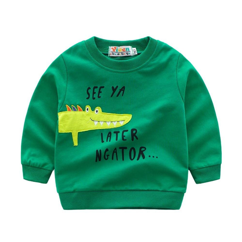 Toddler Boys Crocodile Cartoon Printed Top & Pant Boys Wholesale Clothing - PrettyKid