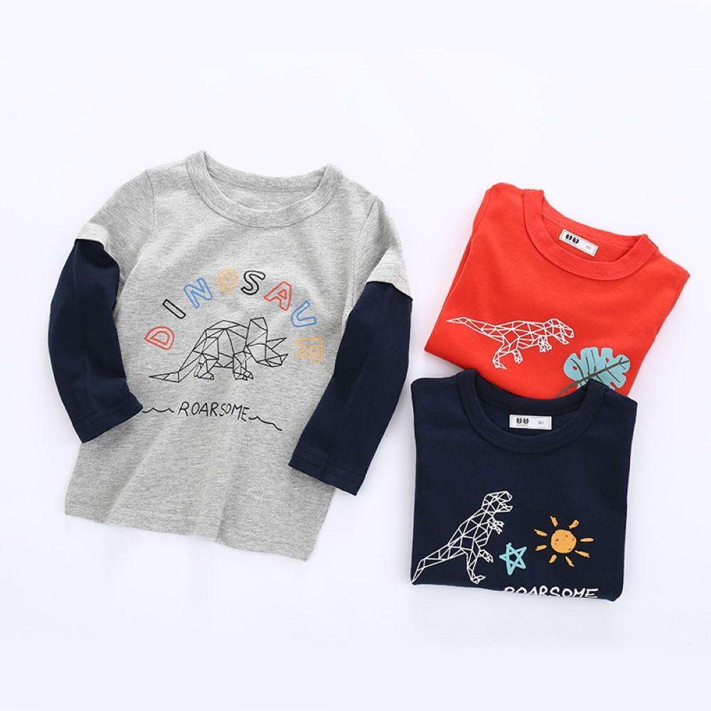 Toddler Boys Dinosaur Printed Long Sleeve Top Wholesale Boys Clothing - PrettyKid