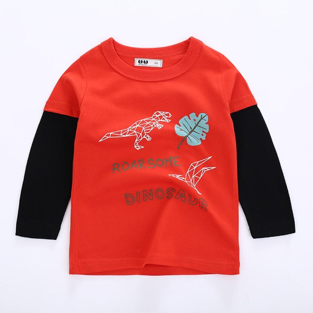 Toddler Boys Dinosaur Printed Long Sleeve Top Wholesale Boys Clothing - PrettyKid