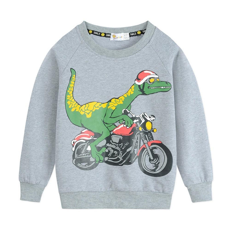 Toddler Boys Green Dinosaur Motorcycle Printed Boys Wholesale - PrettyKid