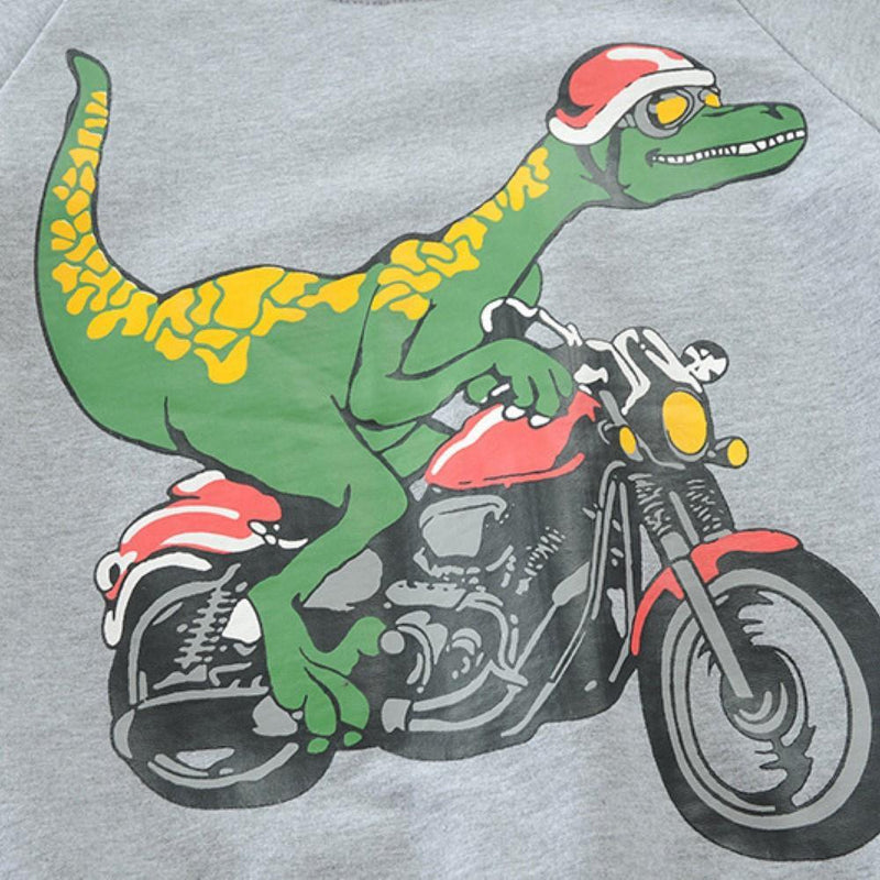 Toddler Boys Green Dinosaur Motorcycle Printed Boys Wholesale - PrettyKid