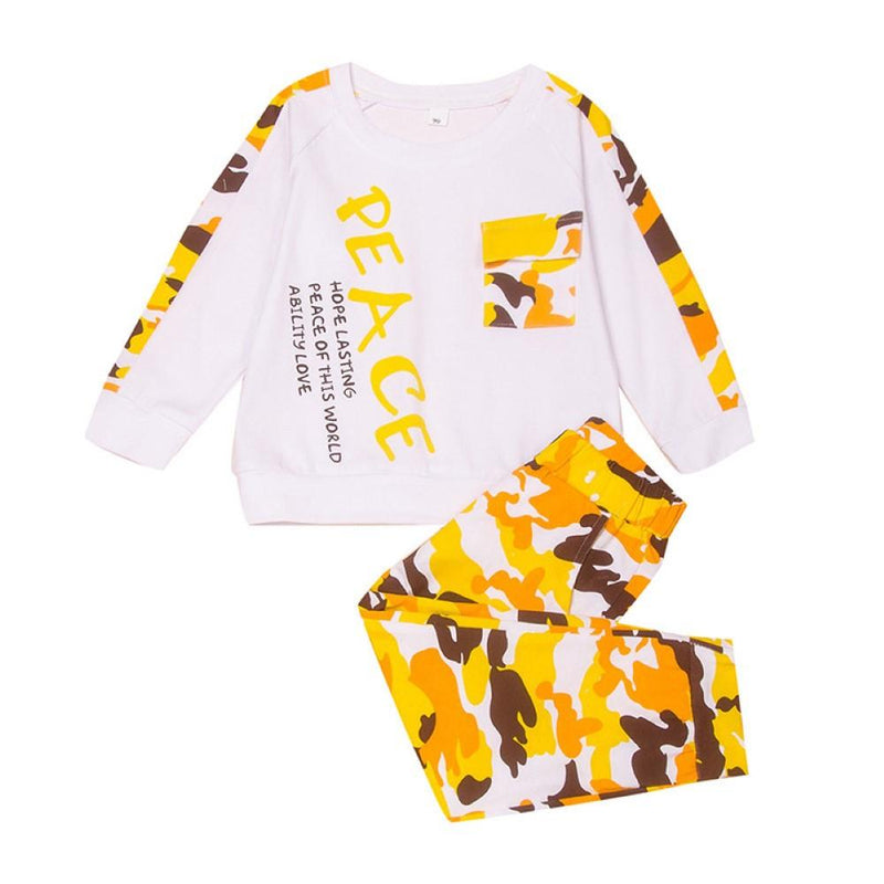 Toddler Boys Letter Printed Long Slever top & Pants Boy Wholesale Clothing - PrettyKid