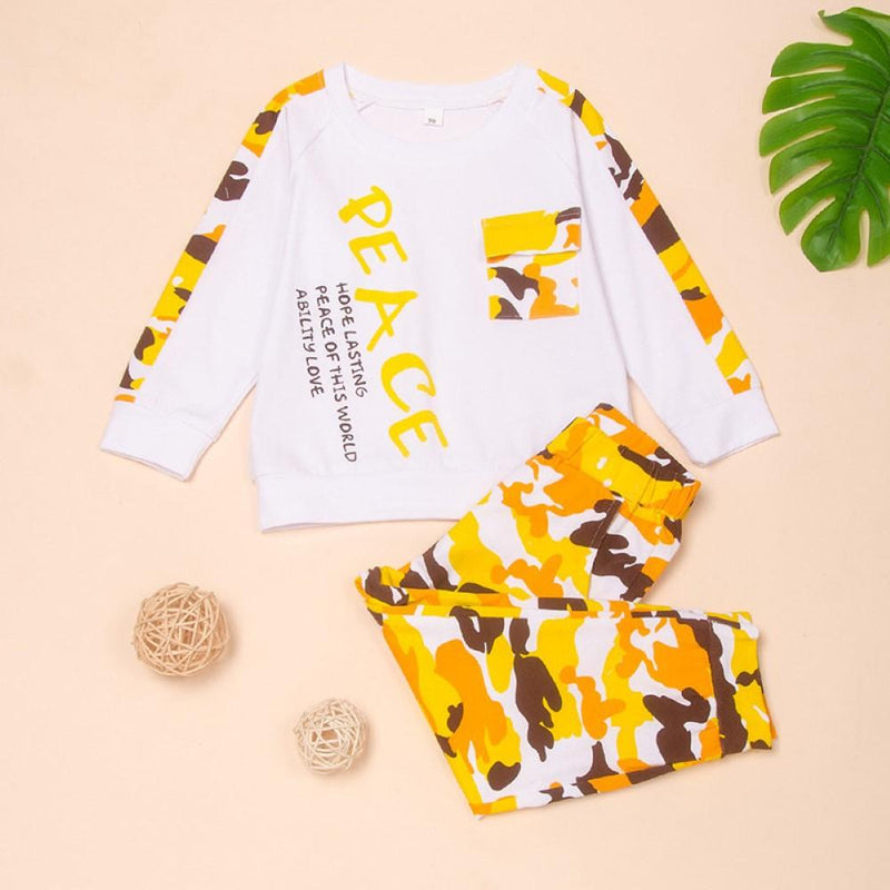 Toddler Boys Letter Printed Long Slever top & Pants Boy Wholesale Clothing - PrettyKid