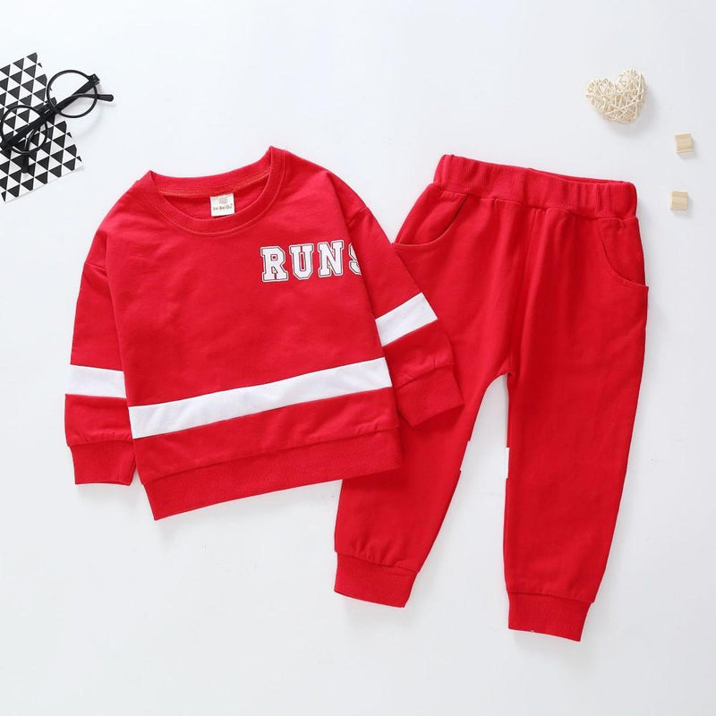 Toddler Boys Letter Striped Printed Top & Pants Boy Clothes Wholesale - PrettyKid