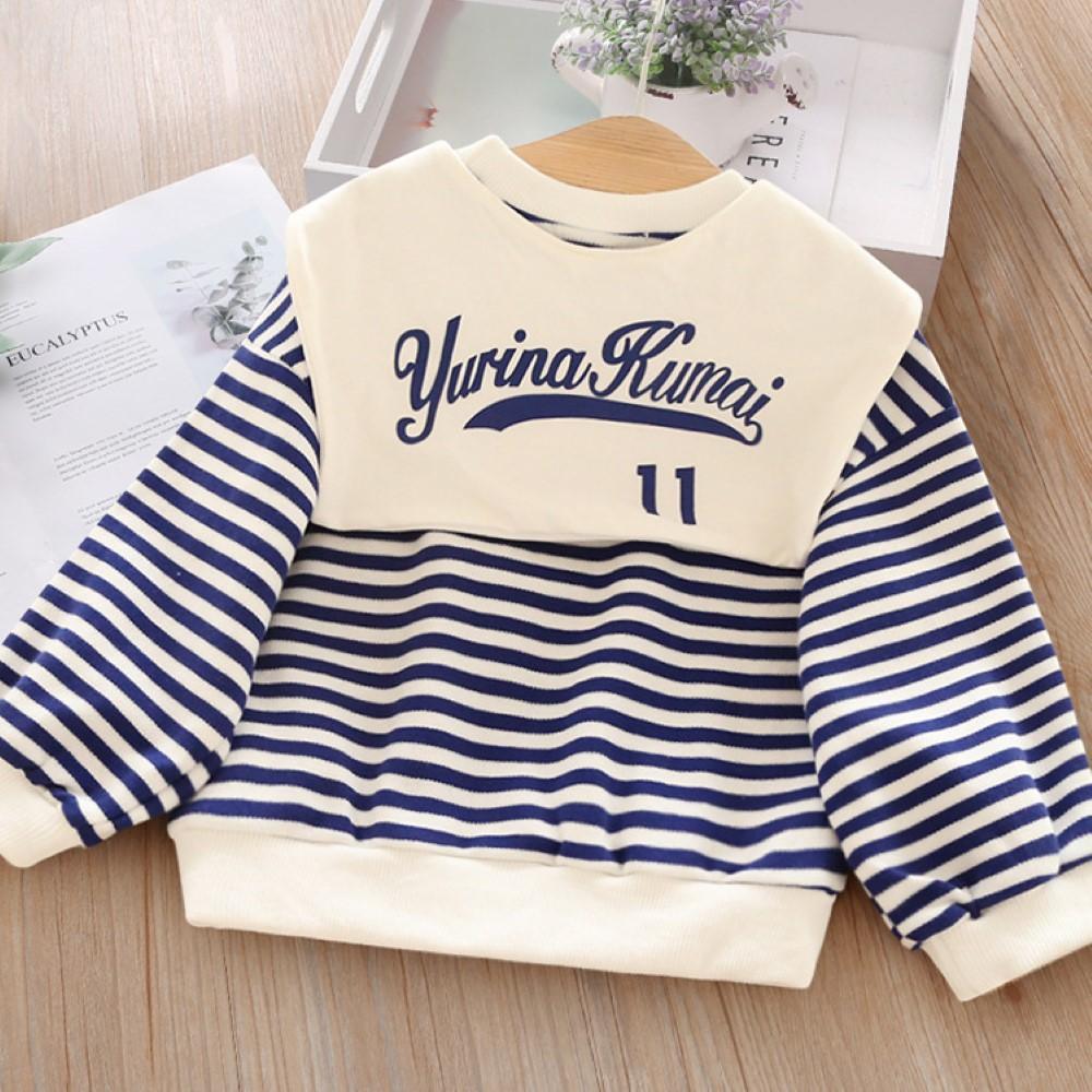 Toddler Boys Striped Printed Long Sleeve Top Wholesale Boys Clothes - PrettyKid