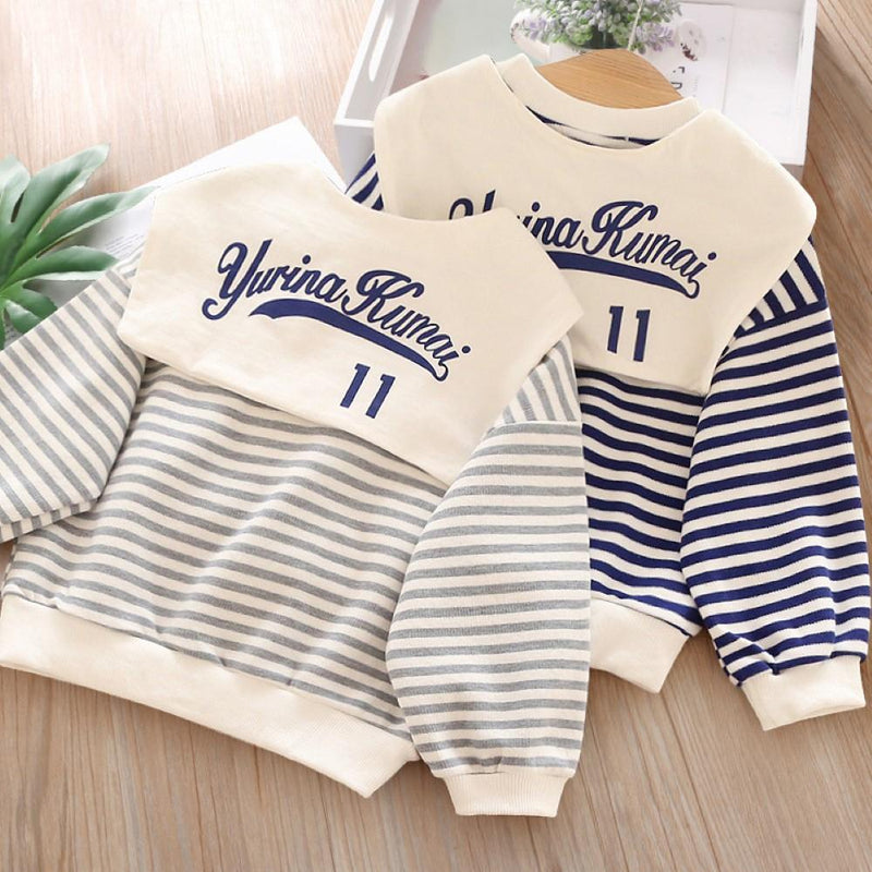 Toddler Boys Striped Printed Long Sleeve Top Wholesale Boys Clothes - PrettyKid